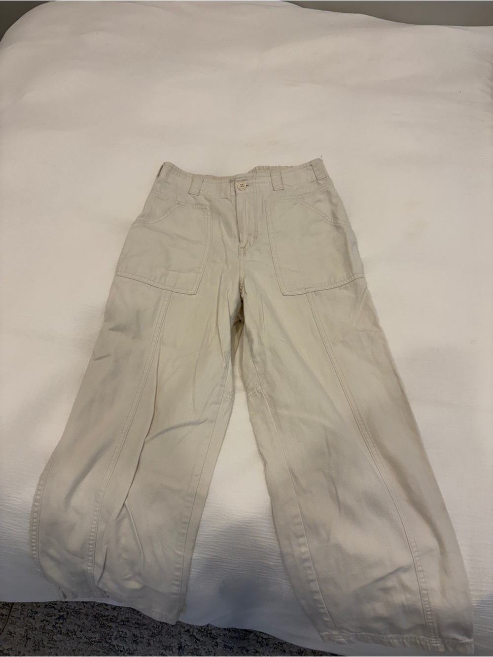Women’s Cream Straight-Leg Utility Pants